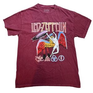Led Zeppelin Icarus Graphic T Shirt Maroon Official Licensed Medium